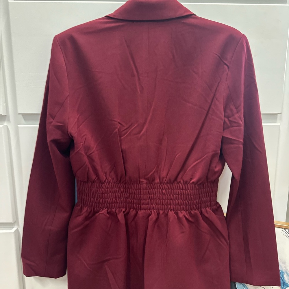 Steve Madden Burgundy Blazer with Notched Lapels and Fitted Silhouette - Picture 5 of 15